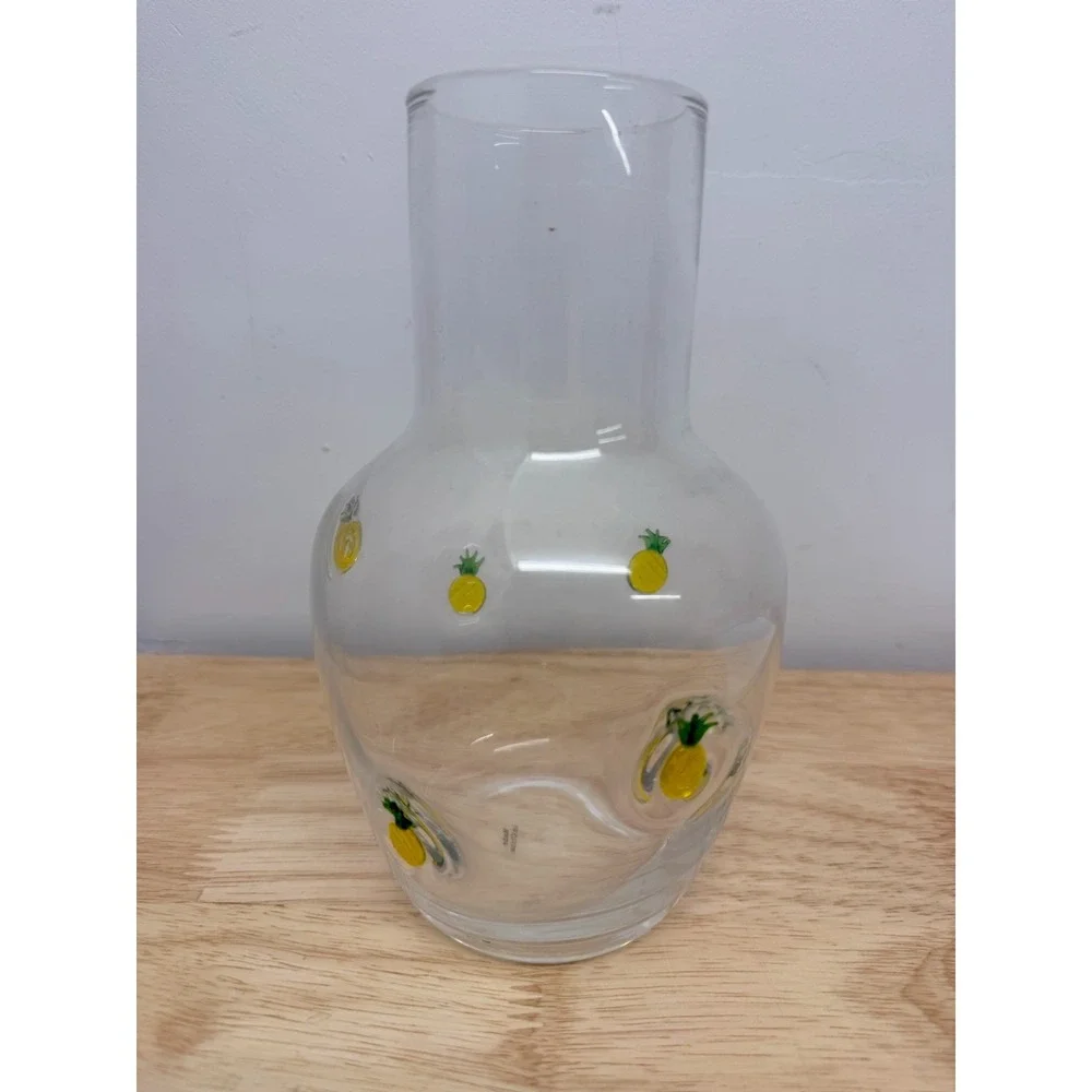 Anthropologie Penelope Pineapple Glass Bedside Tumble Up Carafe #1